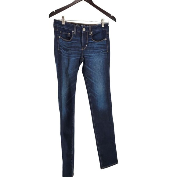 American Eagle 4 Jeans Denim 2014 Vintage Skinny Slim Long Pants AEO Dark Wash - Picture 16 of 16